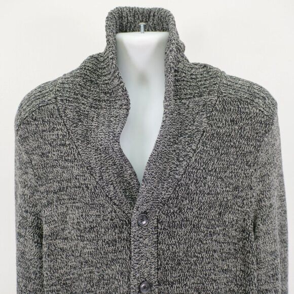 Express Knit Heather Gray Cardigan‎ Sweater Cotton Acrylic Large Button Pockets - Picture 1 of 11